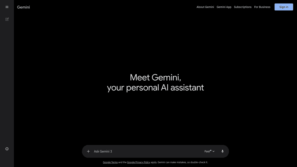 Google Gemini 官网截图